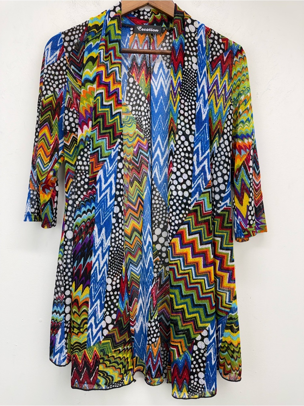 Creation size Small Women’s Multicolor Chevron 3/4 Sleeve Open Front Cardigan